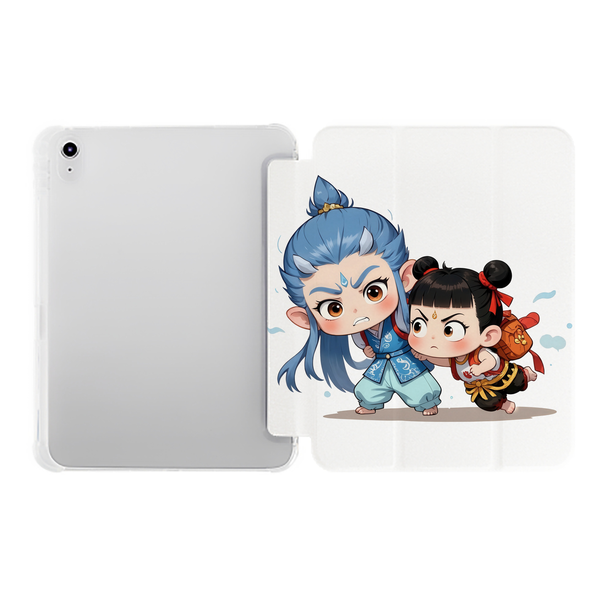 （画像用） Ne Zha 2 ナタ 魔童の大暴れ IPad ケース ペン収納付き 三つ折りスタンド PUレザー×シリコン 対応機種9.5/10.5/10.9インチ